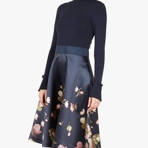 Ted Baker Navy Floral Midi Dress